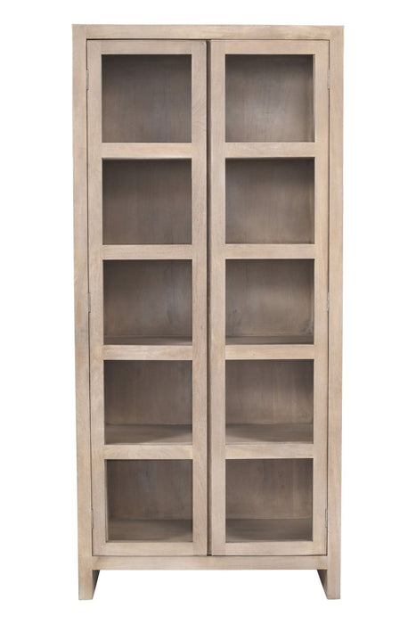 91" Distressed Solid Wood Frame Accent Cabinet With Two Doors - Ivory
