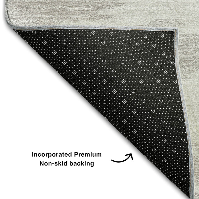 8' X 10' Abstract Washable Area Rug With UV Protection - Ivory