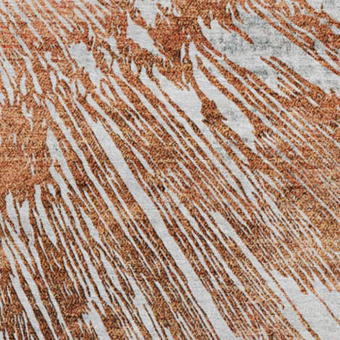 8' Abstract Washable Round Rug With UV Protection - Terra Cotta And Gray