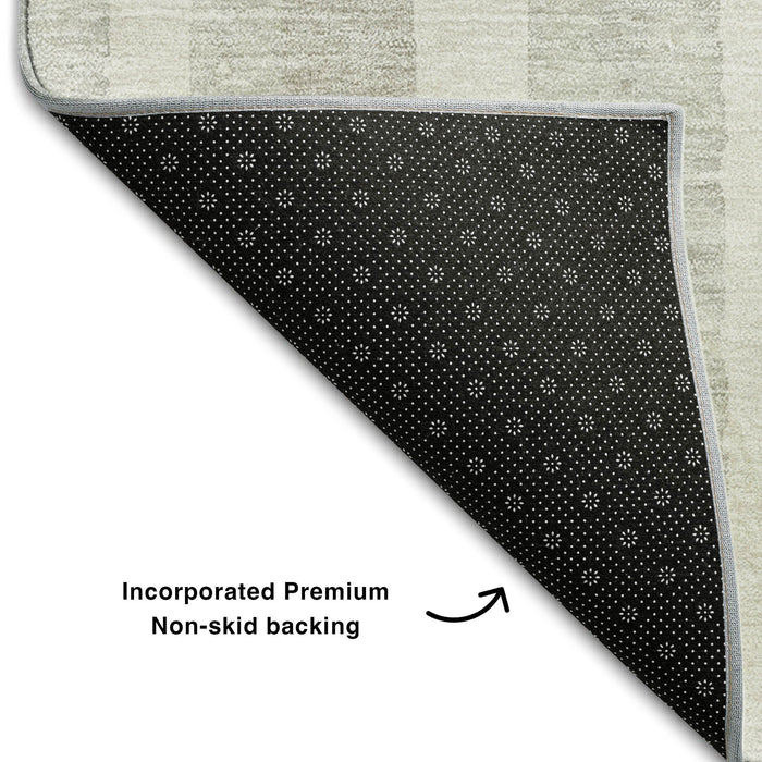10' X 14' Striped Washable Area Rug With UV Protection (669378) - Ivory / Beige
