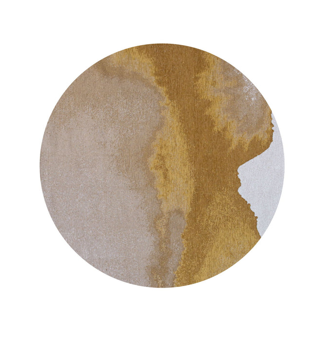 4' x 4' Round Abstract Non Skid Area Rug - Yellow And Gray