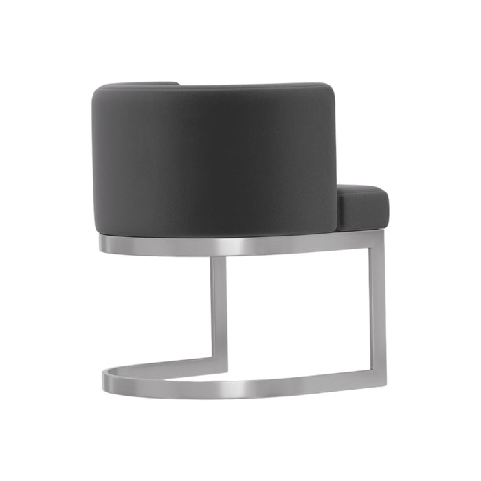 Upholstered Fabric Wing Back Dining Side Chair - Gray / Silver