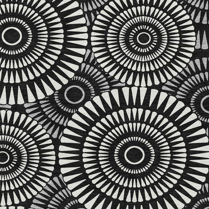 10' X 14' Geometric Washable Area Rug With UV Protection (669757) - Black / Ivory