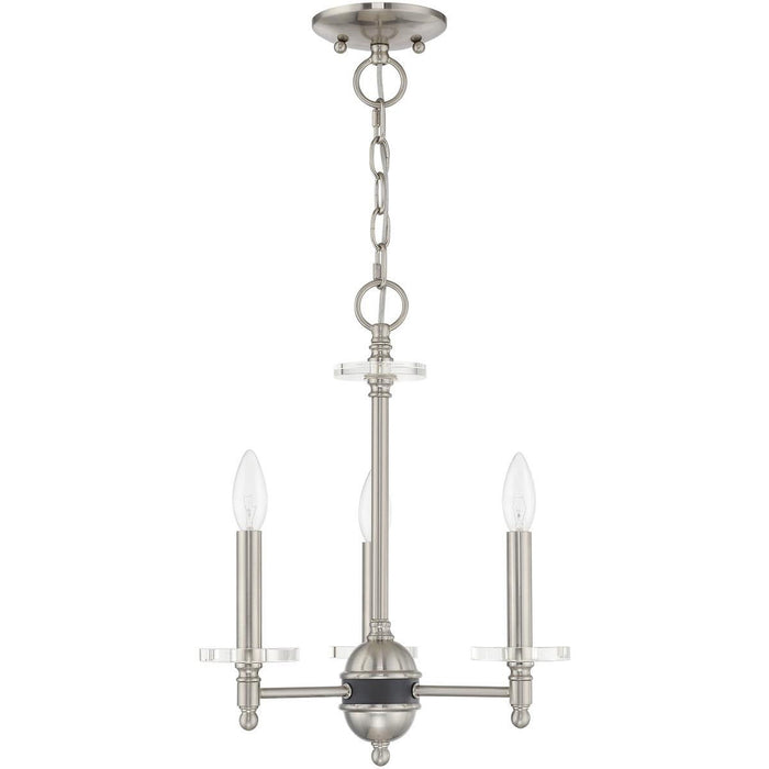 18'' Three-Light Dimmable Chandelier With Shades - Nickel