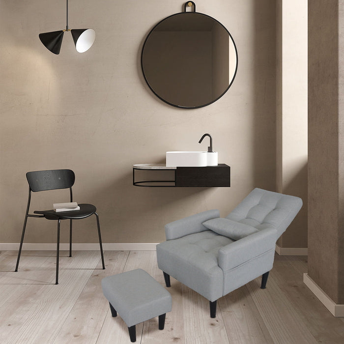 Giga living room sofa with single chair and ottoman, modern fabric lounge chair that adjusts into 5 angles and converts to a bed