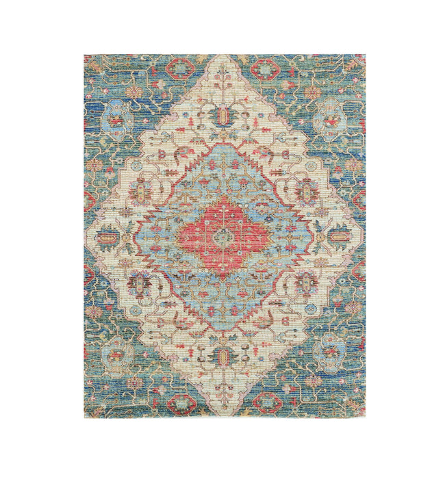 7' x 12' Medallion Handmade Area Rug - Blue And Red