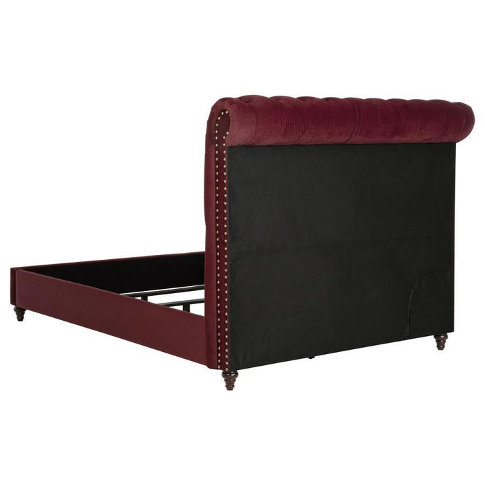 Devon - 4 Piece Queen Bedroom Set - Wine Red And Dark Oak