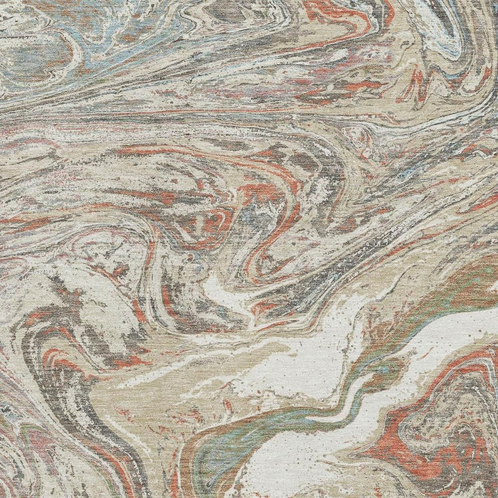 10' X 14' Abstract Washable Area Rug With UV Protection (683099) - Beige / Copper / Green