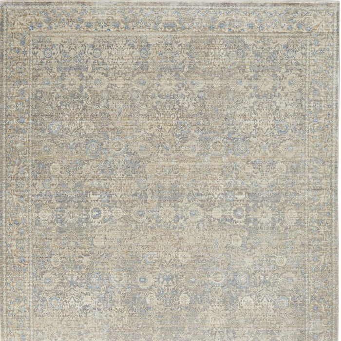 8' X 10' Floral Area Rug With Fringe (556375) - Blue
