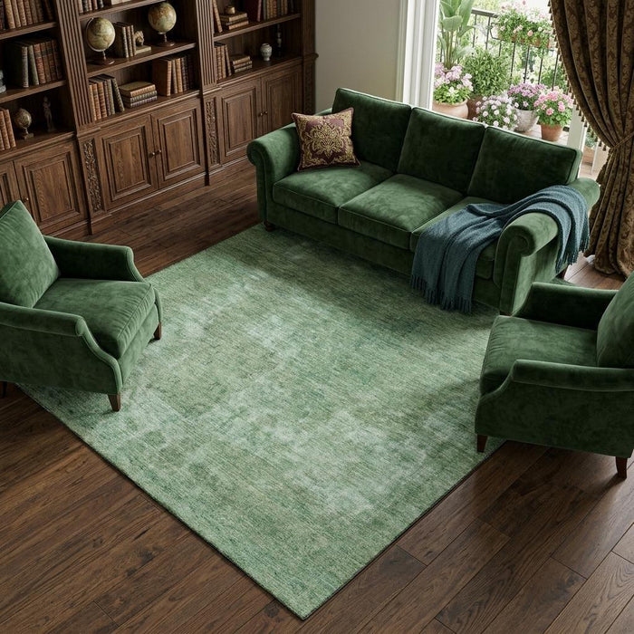 10' X 14' Abstract Washable Area Rug With UV Protection (695348) - Sage / Teal