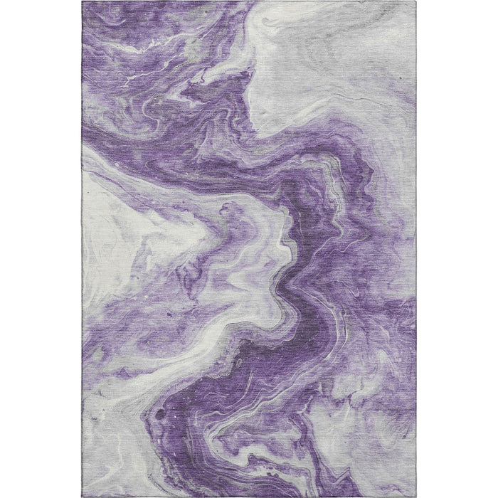10' X 14' Abstract Washable Area Rug With UV Protection (697776) - Purple / Ivory