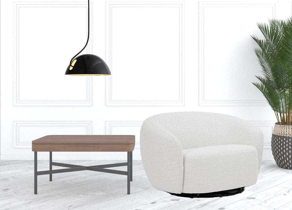 100% Polyester Solid Color Swivel Barrel Chair - Off White And Black