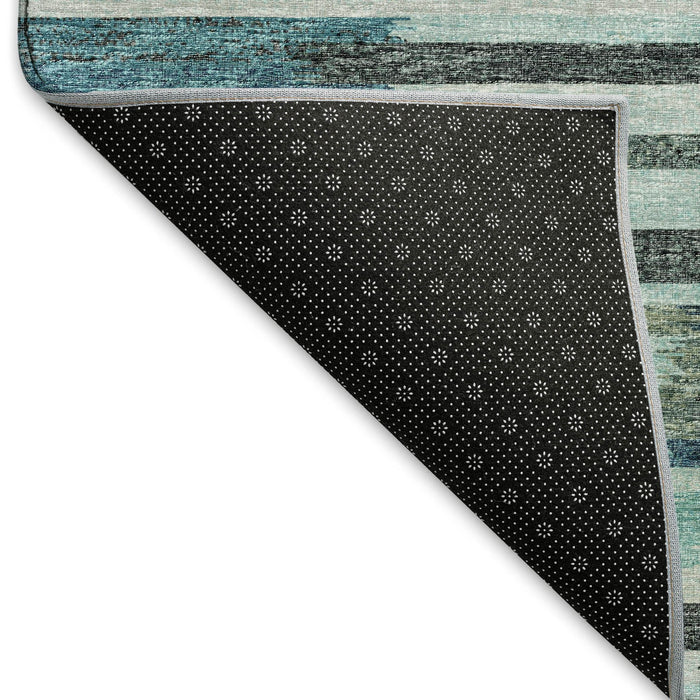 8' X 10' Abstract Washable Area Rug With UV Protection (644932) - Turquoise / Teal Blue / Gray