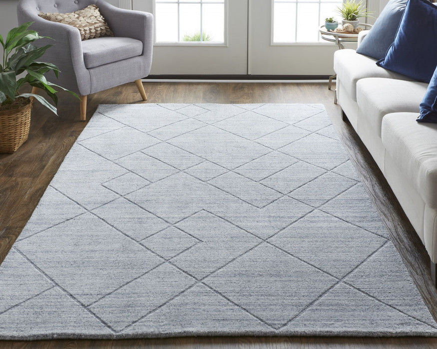 12' x 15' Striped Hand Woven Area Rug - Ivory And Silver