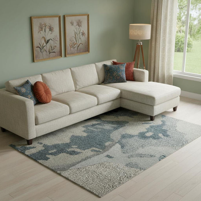 10' X 14' Abstract Hand Tufted Area Rug (722193) - Blue / Ivory