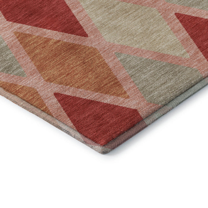 10' X 14' Geometric Washable Area Rug With UV Protection (670501) - Pink / Red / Gray