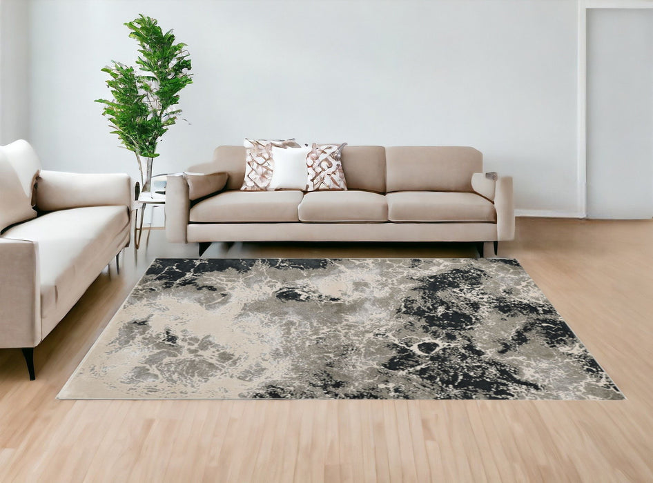 7' x 10' Machine Woven Abstract Indoor Area Rug - Silver