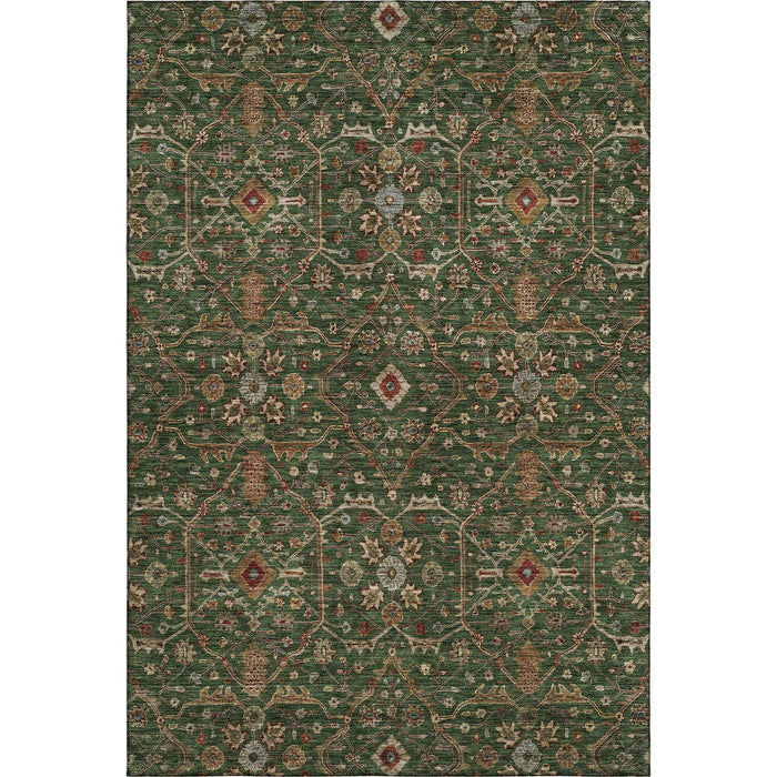 10' X 14' Oriental Washable Area Rug With UV Protection (685456) - Emerald / Copper / Beige