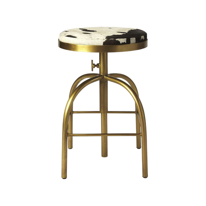 Swivel Backless Counter Height Bar Chair - Multicolor And Gold
