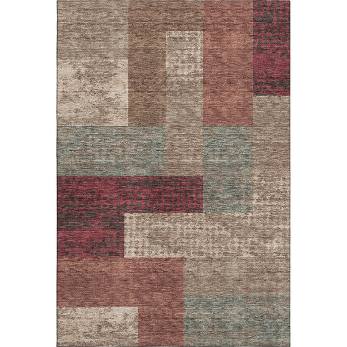 10' X 14' Geometric Washable Area Rug With UV Protection (674964) - Coffee / Merlot