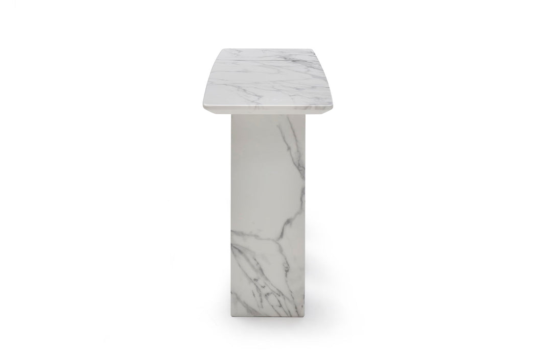 Genuine Marble And Stone Three Leg Console Table - White