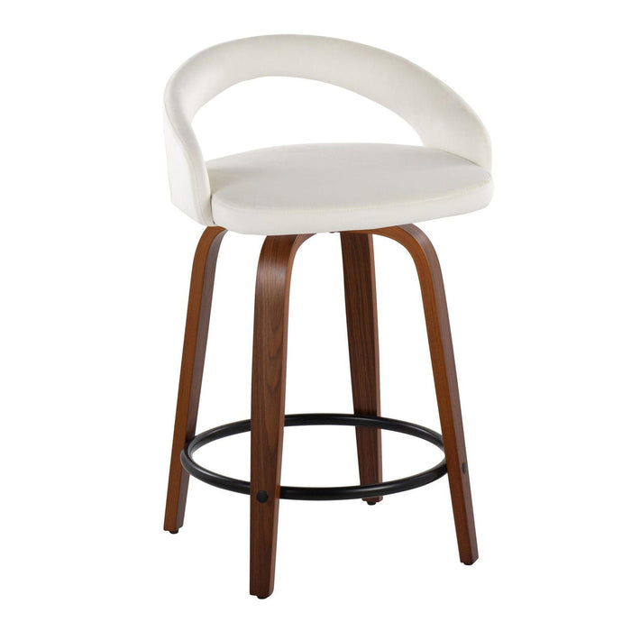 Grotto - 31" Upholstered Fixed-Height Counter Stool (Set of 2) - Walnut Wood Base