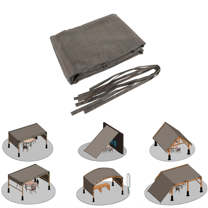 Brown 13x7.7 ft outdoor pergola sun shade cover cloth with grommets, permeable HDPE fabric for patio canopies by Giga.
