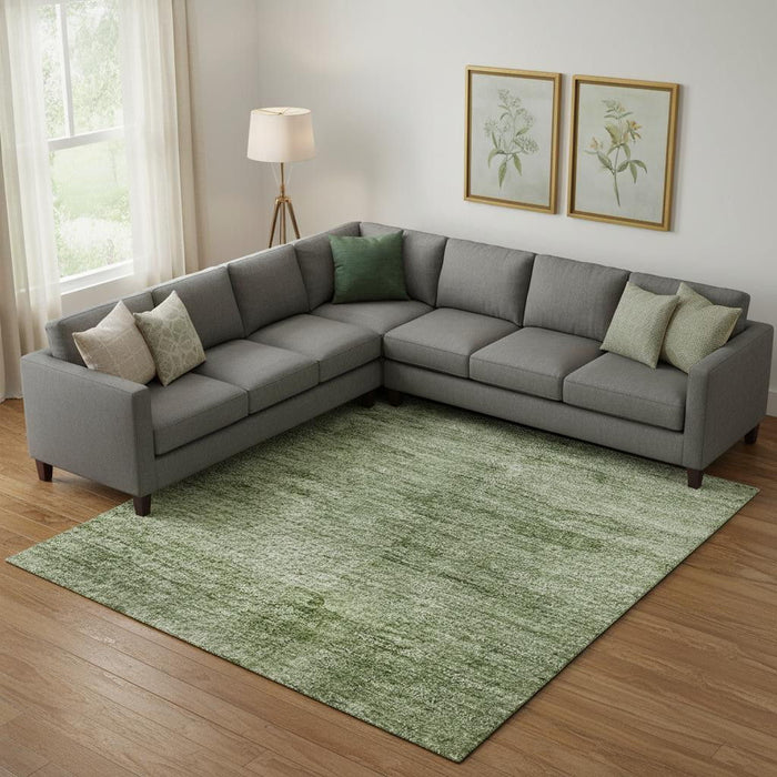 10' X 14' Abstract Washable Area Rug With UV Protection (706849) - Artichoke Green / Beige