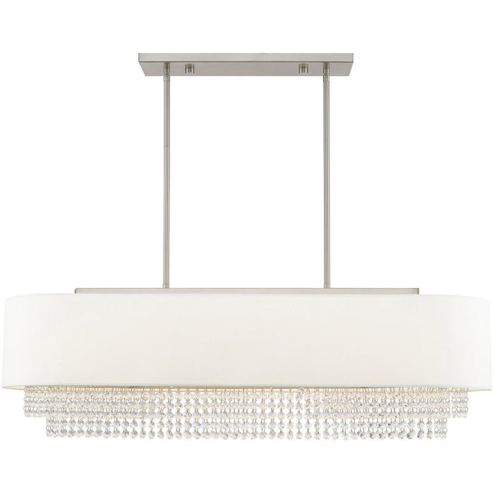 21" Five Light Dimmable Chandelier With Shades - Nickel