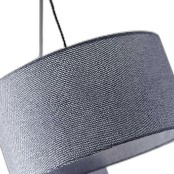 Three Light Tree Floor Lamp With Gray Solid Color Drum Shade - Black