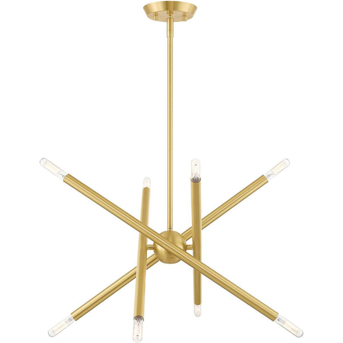 23" Eight Light Dimmable Chandelier With Shades - Brass