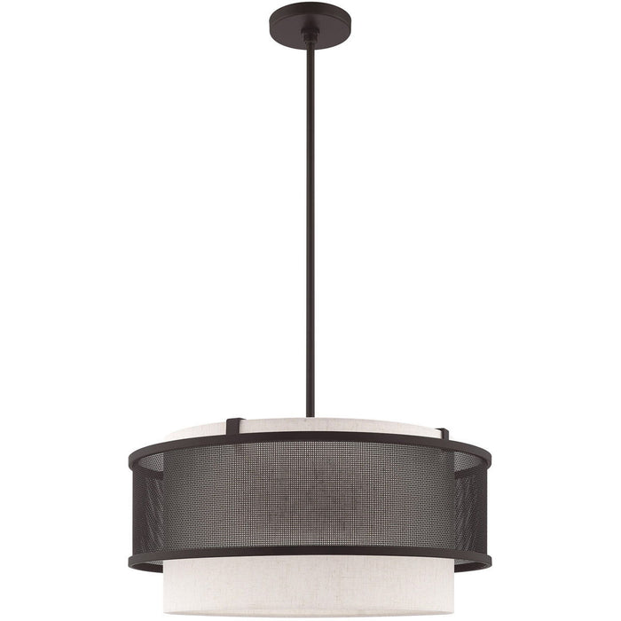 18" Four Light Dimmable Chandelier With Shades - Bronze