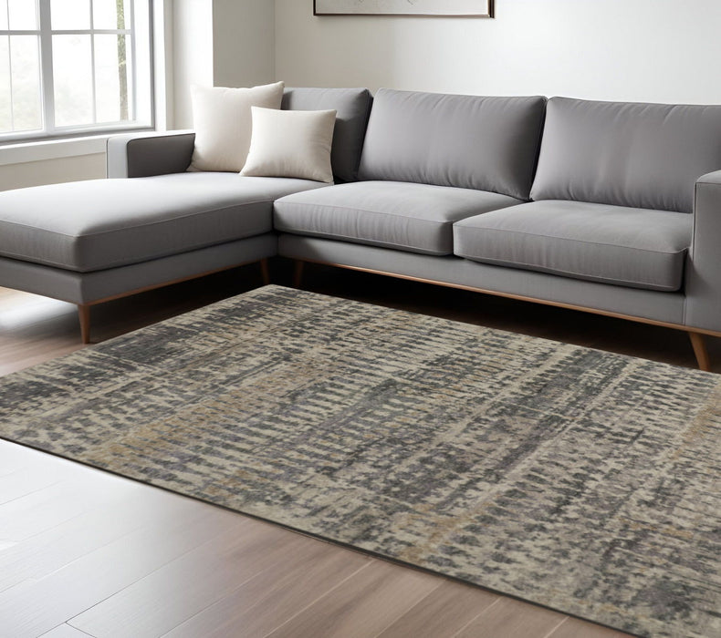 12' X 15' Abstract Hand Knotted Area Rug - Gray