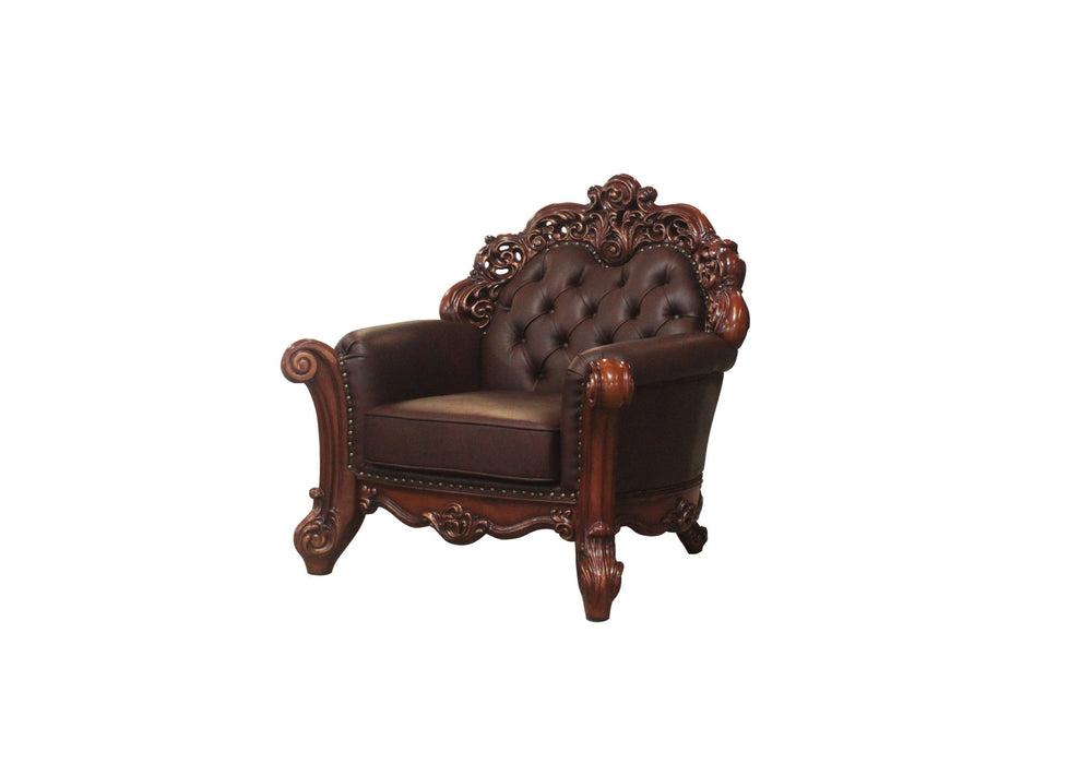 Faux Leather Tufted Club Chair - Dark Brown