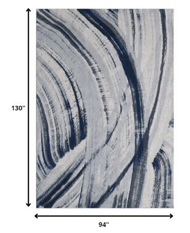 8' x 11' Abstract Polypropylene Area Rug - Ivory And Blue