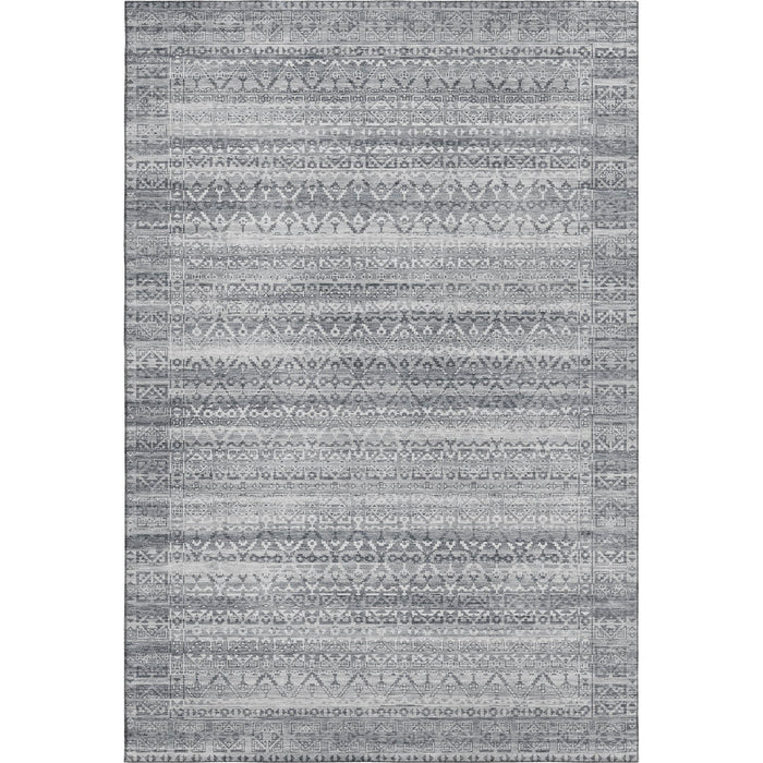 10' X 14' Striped Washable Area Rug With UV Protection (717839) - Gray / Silver