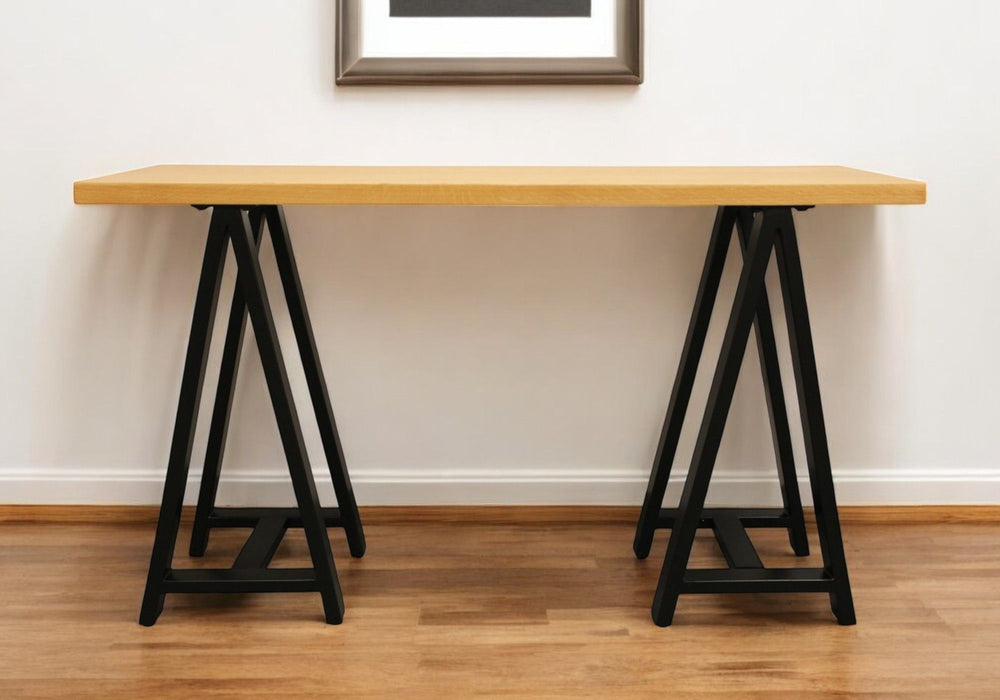 50" Solid Wood A Frame Console Table - Natural And Black