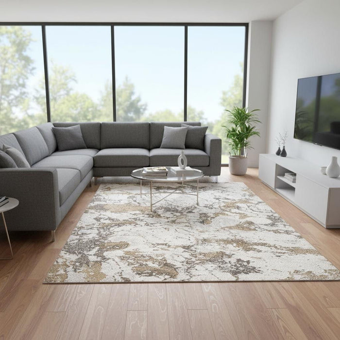 8' X 11' Abstract Area Rug (660045) - White / Gray