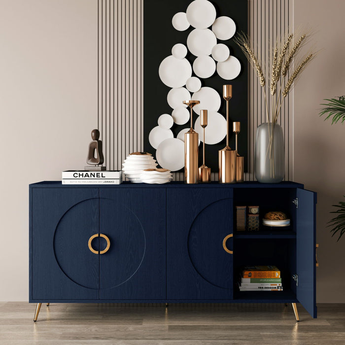 Modern Giga lacquered wooden sideboard with four doors, ideal for living room, entryway, hallway, office, or dining room storage.