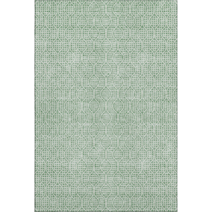 10' X 14' Geometric Washable Area Rug With UV Protection (673657) - Sage / Ivory