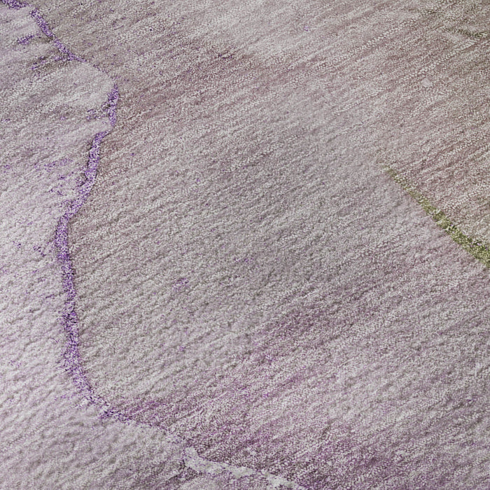 8' X 10' Abstract Washable Area Rug With UV Protection (647342) - Purple / Ivory / Green