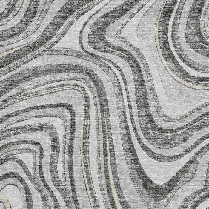 9' X 12' Marble Washable Area Rug With UV Protection - Gray And Ivory
