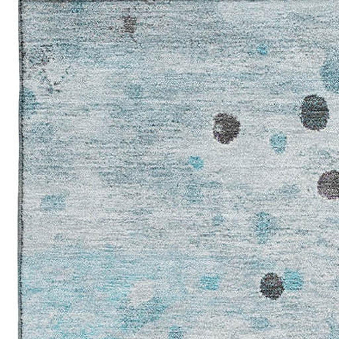 10' X 14' Abstract Washable Area Rug With UV Protection (710777) - Teal / Gray / Ivory