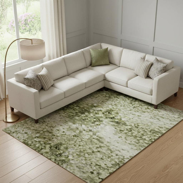 10' X 14' Striped Washable Area Rug With UV Protection (717851) - Sage / Beige