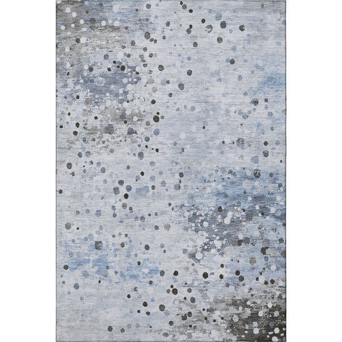 10' X 14' Abstract Washable Area Rug With UV Protection (710765) - Sky Blue / Charcoal / Ivory