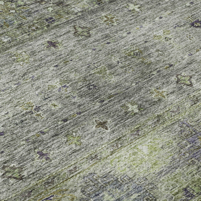 10' X 14' Tribal Washable Area Rug With UV Protection (688552) - Sage / Silver / Purple
