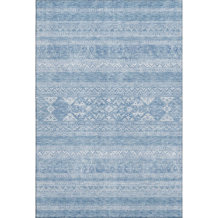 10' X 14' Southwestern Washable Area Rug With UV Protection (657449) - Sky Blue / Ivory