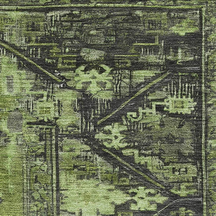 10' X 14' Oriental Washable Area Rug With UV Protection (699328) - Olive Green / Charcoal