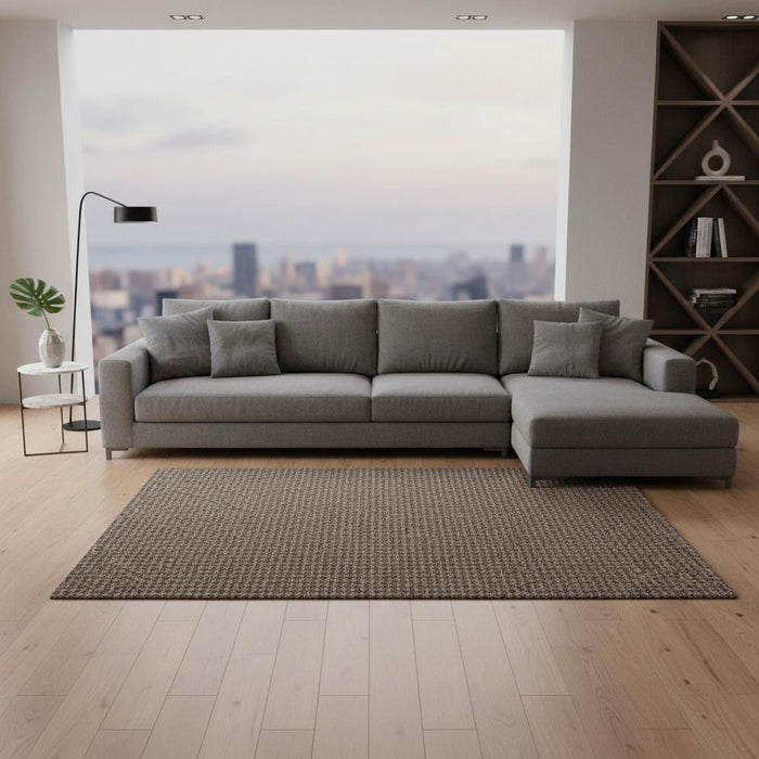8' X 10' Houndstooth Washable Area Rug With UV Protection (645179) - Chocolate / Coffee