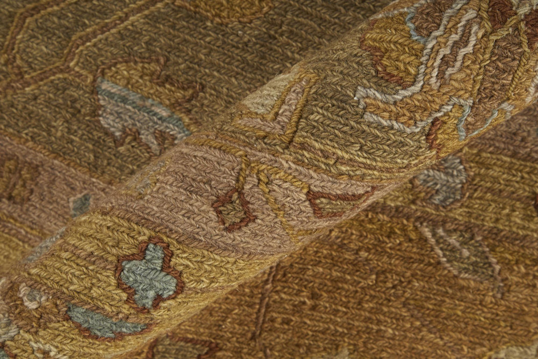 9' X 13' Wool Oriental Hand Woven Area Rug With Fringe (744441) - Gold / Green / Red